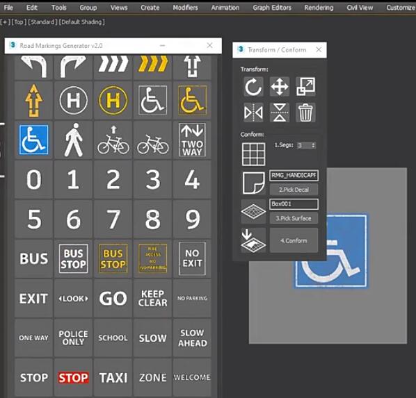 3DSMAX插件下载 3DS MAX二维指示牌路标生成工具Road Markings Generator v2.0 免费版