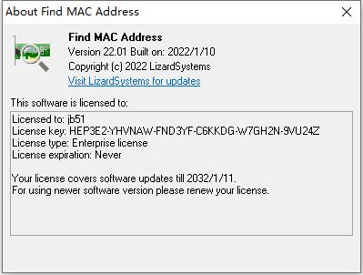 Find MAC Address破解下载 查找MAC地址(LizardSystems Find MAC Address) v22.0.1 破解安装版