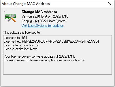 LizardSystems Change MAC Address下载 Change MAC Address(mac地址修改器) v22.01 官方安装特别版(附序列号)