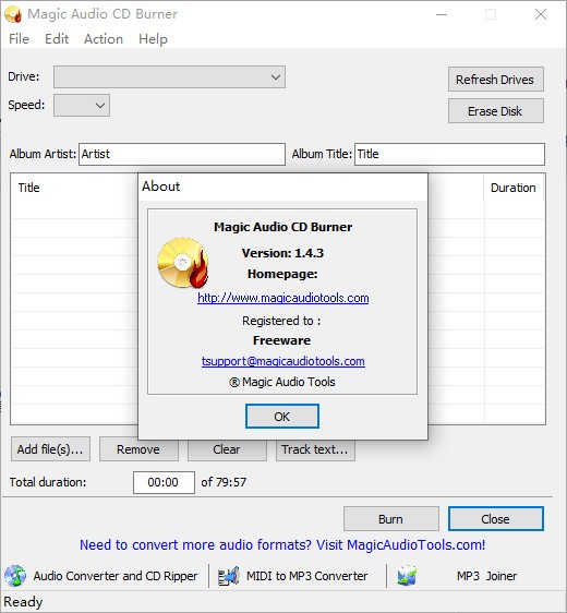 Magic Audio CD Burner下载 Magic Audio CD Burner(cd刻录工具) v1.4.3 免费安装版