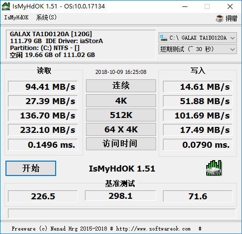 硬盘速度测试软件IsMyHdOK v3.93 中文安装免费版 32位/64位