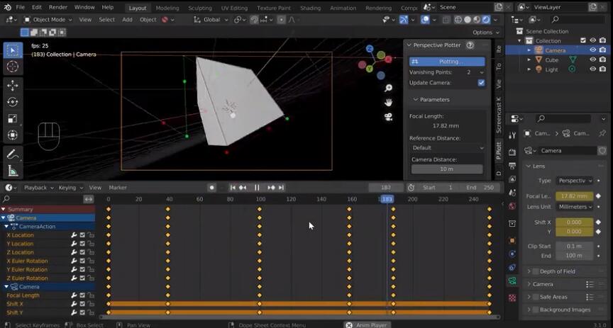 Blender三维插件下载 Blender摄像机三维透视匹配工具 Perspective Plotter v1.0.0 官方免费版