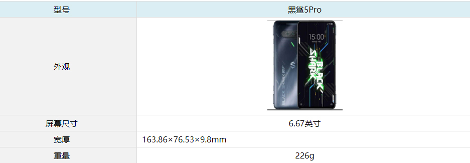 黑鲨5Pro手机重量是多少 黑鲨5Pro手机尺寸介绍