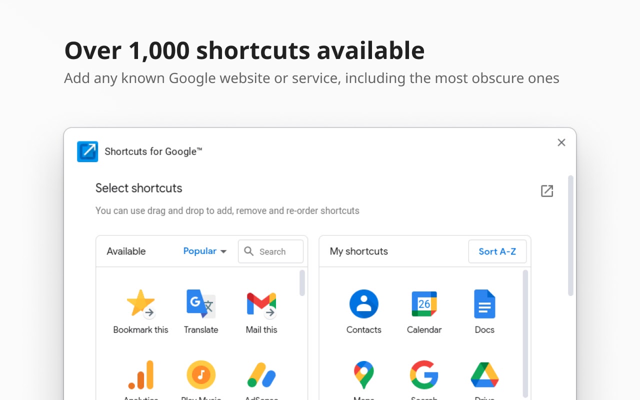 Shortcuts for Google插件下载 Shortcuts for Google™ 谷歌服务快捷访问菜单 v26.5.0 免费安装版