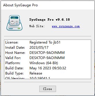 SysGauge激活补丁下载 系统监测 SysGauge 破解补丁 v9.6.18 附激活教程