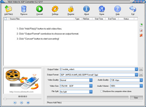 AllokVideoto3GPConverter下载 Allok Video to 3GP Converter(视频转3GP格式工具) v6.2.1217 免费安装版