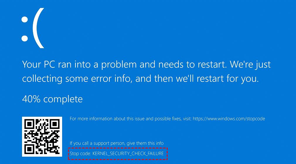 win10蓝屏错误代码Kernel Security Check Failure怎么修复?
