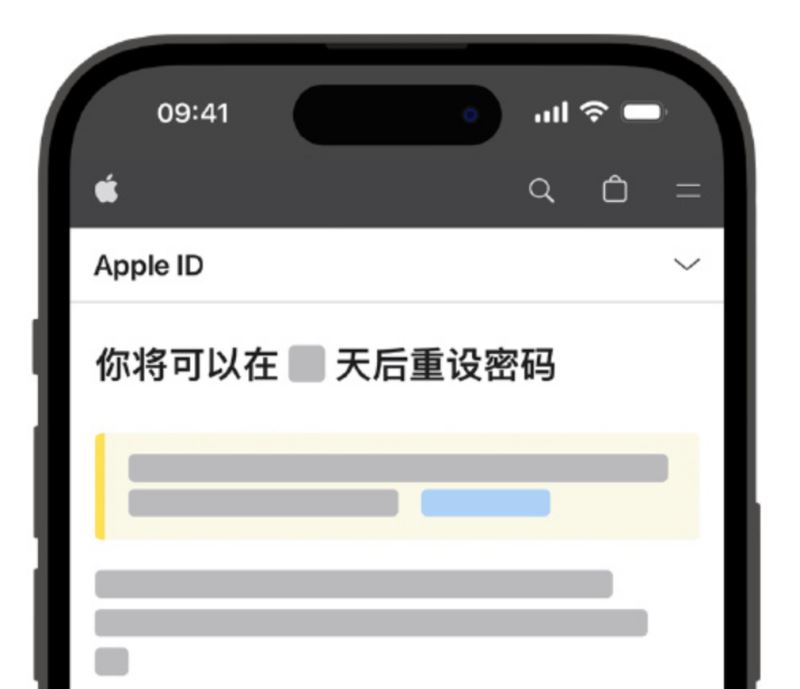 无法在 iPhone 上重新设置 Apple ID 密码时，如何申请帐户恢复？