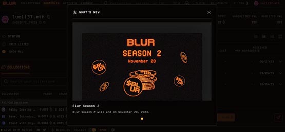 Blur宣布：第二季空投将于11/20结束！预计将发3亿枚代币BLUR
