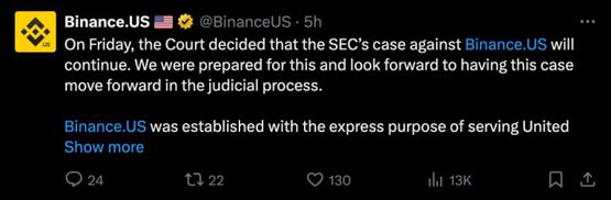 Binance.US：SEC根本没证据 模糊监管难以合规