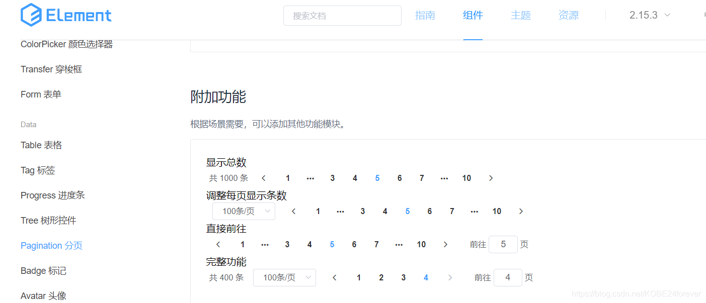 element分页组件