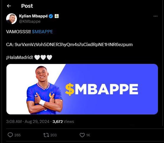 姆巴佩X账号被黑发Meme币MBAPPE！有人大赚也有人血亏