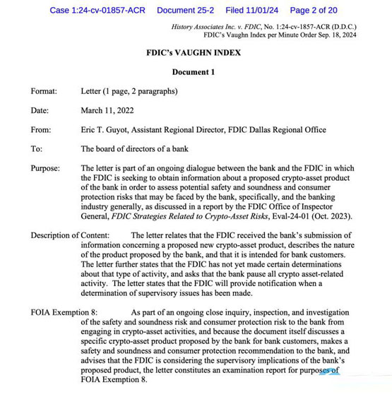 美国FDIC打压加密货币产业文件曝光！Coinbase法务：相当可耻