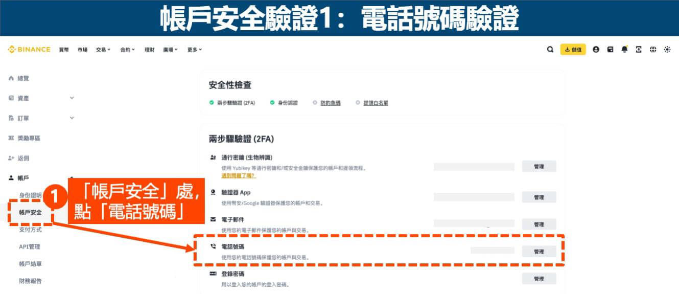 币安帐户安全验证1-电话号码验证