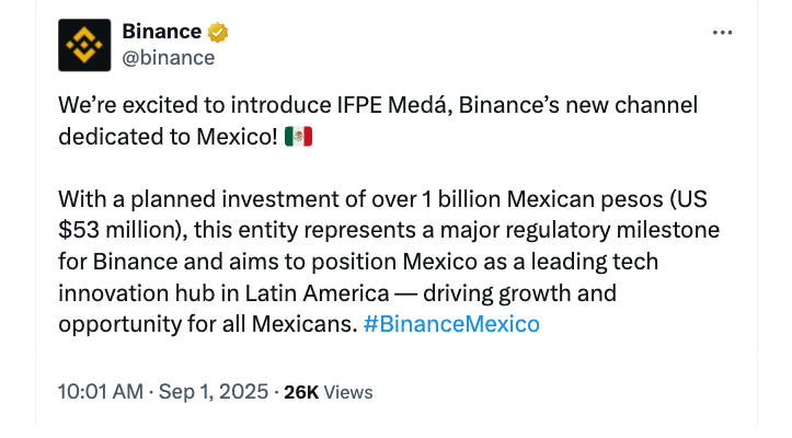 Investments, Fintech, Mexico, Latin America, Cryptocurrency Exchange, Binance, Companies