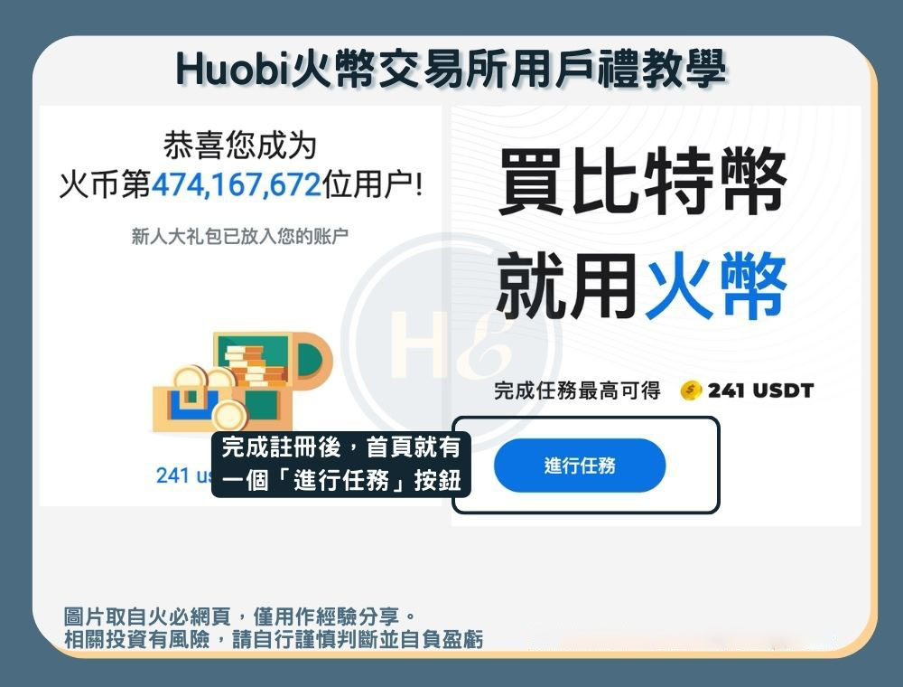 【火币注册教学】step4：完成注册并领取任务奖励