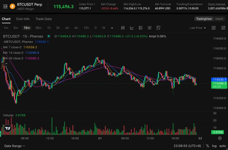 Phemex 上的比特币期货市场