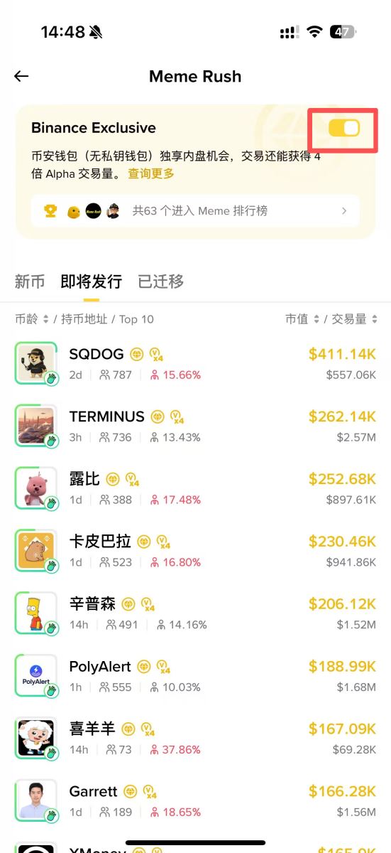 币安钱包Meme Rush具体介绍