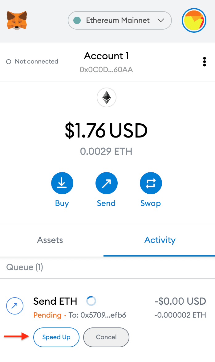 Metamask 交易加速与取消
