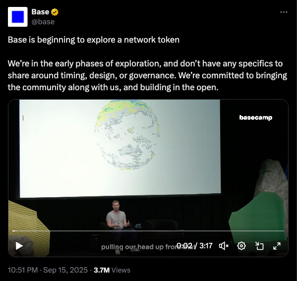 Base开始探索发币：从“绝不发”到“正在研究”