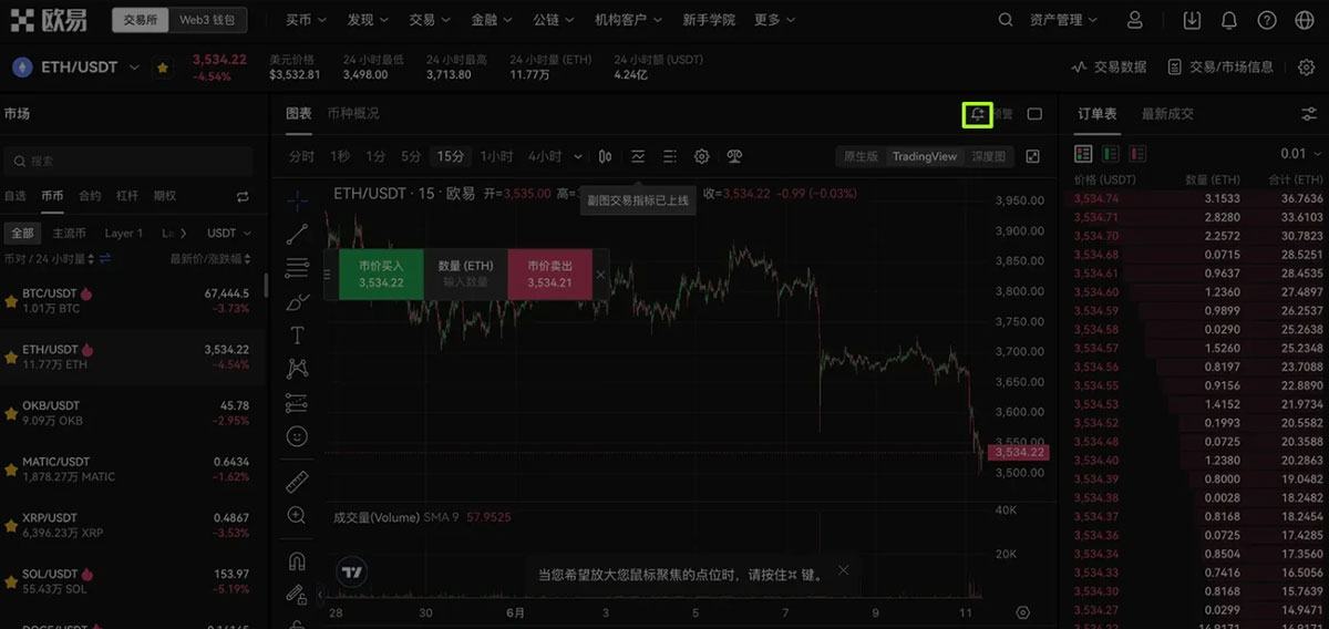 欧易价格提醒设置