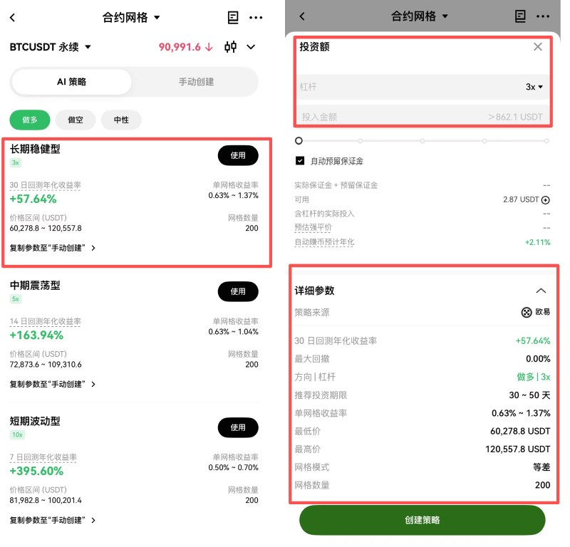 OKX合约网格交易教学