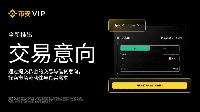币安交易意向功能介绍