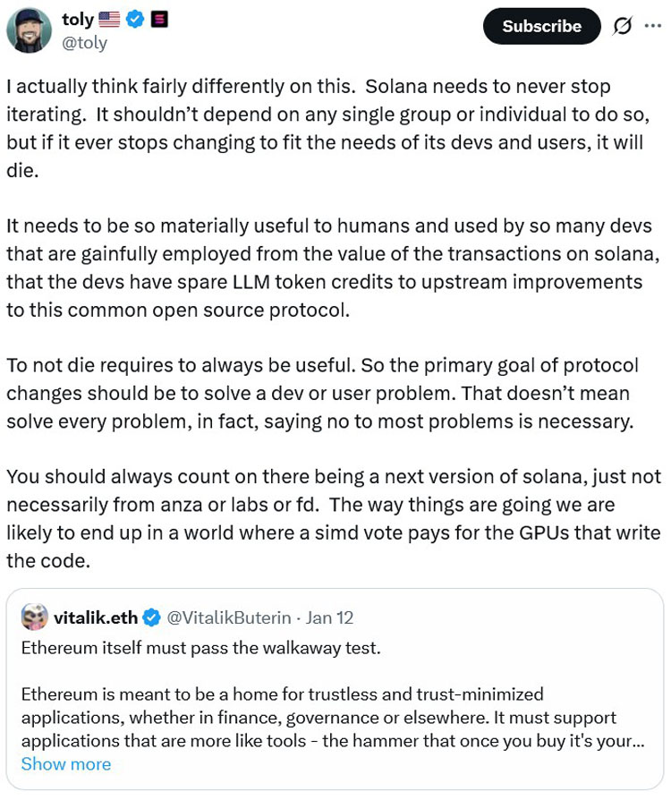 索拉纳领袖质疑以太坊长期策略