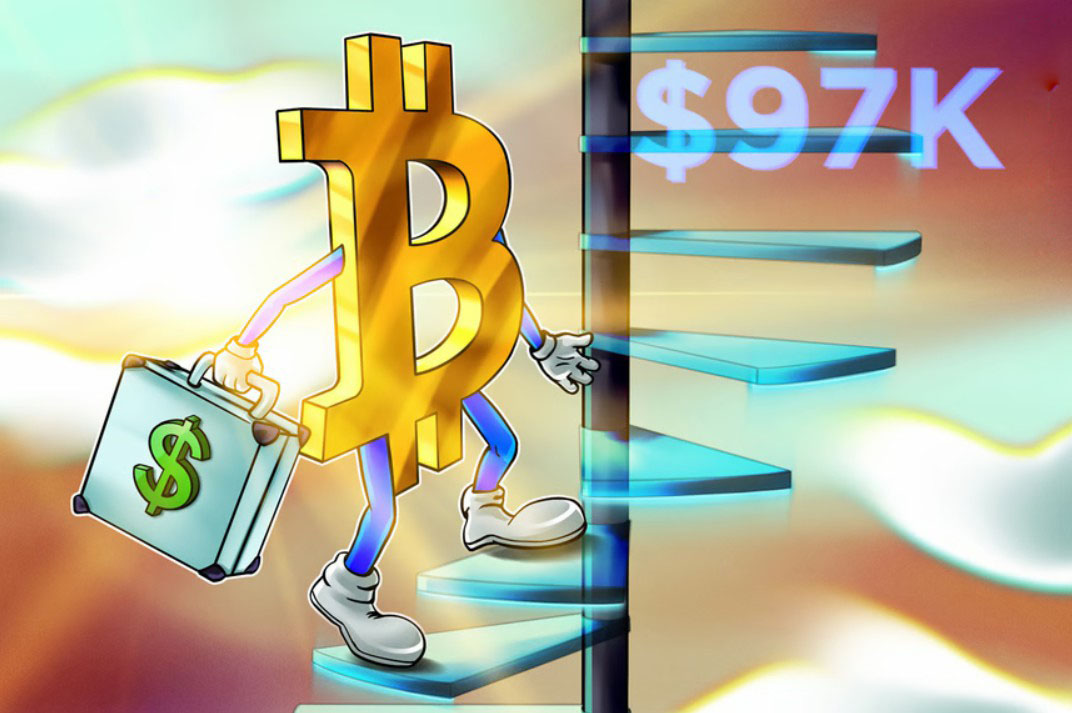 比特币（BTC）价格触及9.7万美元，无视生产者价格高通胀及美国关税裁决缺席