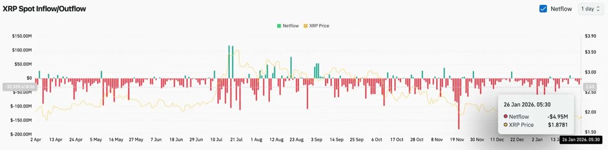 XRP价格预测：反弹尝试中成交量飙升184%，1.80美元支撑位守住 2026.1.26_图2