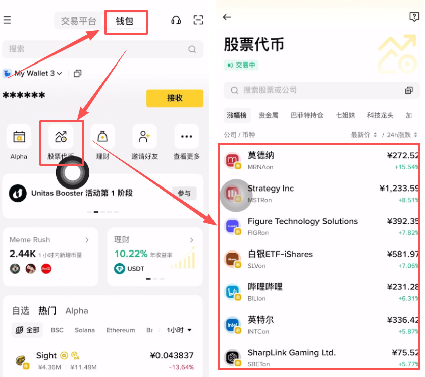 方案二：切换至 Web3 钱包购买“美股代币”