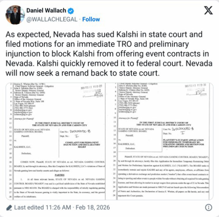 内华达州起诉Kalshi，此前阻拦未奏效
