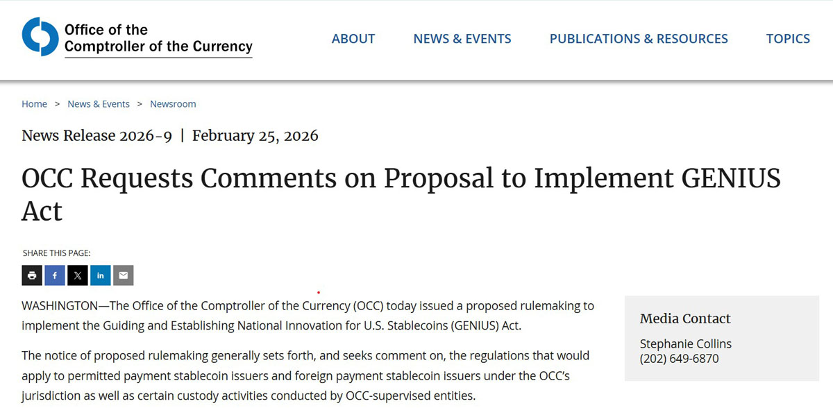 OCC提案解困，助CLARITY法案落地