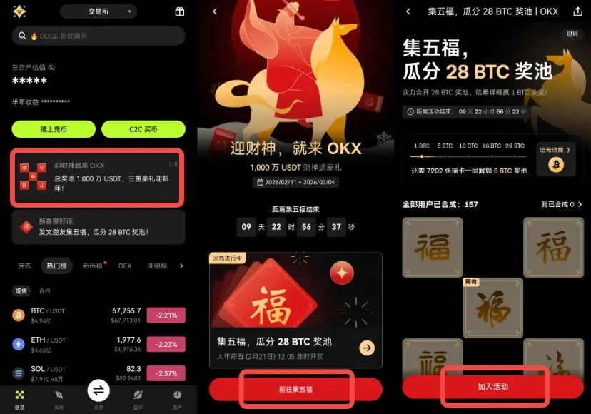 OKX迎财神春节活动火热开启，速览攻略参与瓜分1000万U奖池