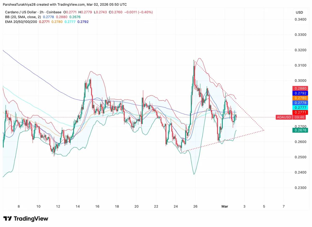Cardano价格预测：趋势线回测于0.2676美元——下一个目标价位是0.5美元吗？2026.3.2_图3