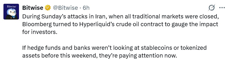 Bitwise：TradFi 提前用加密轨