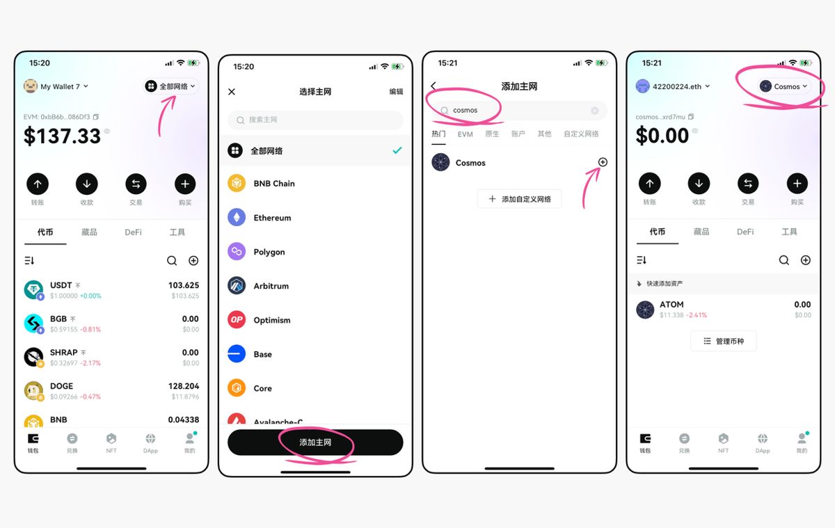 如何添加主网和币种？