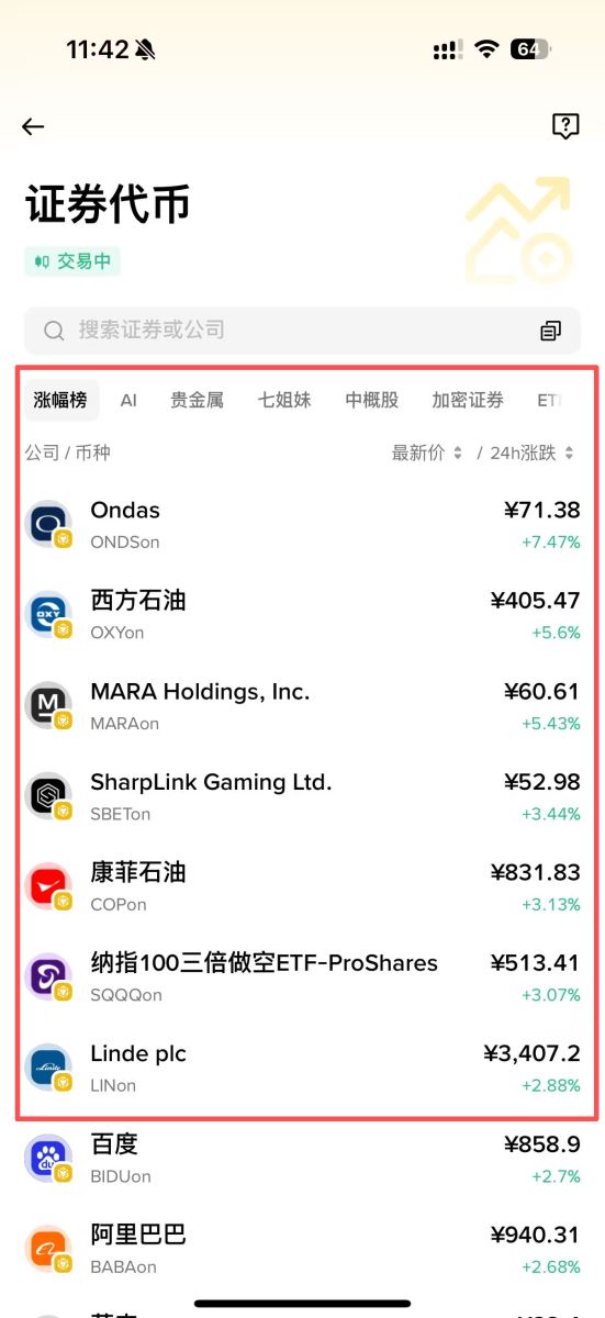币安美股代币步骤二：进入股票代币页面_图2