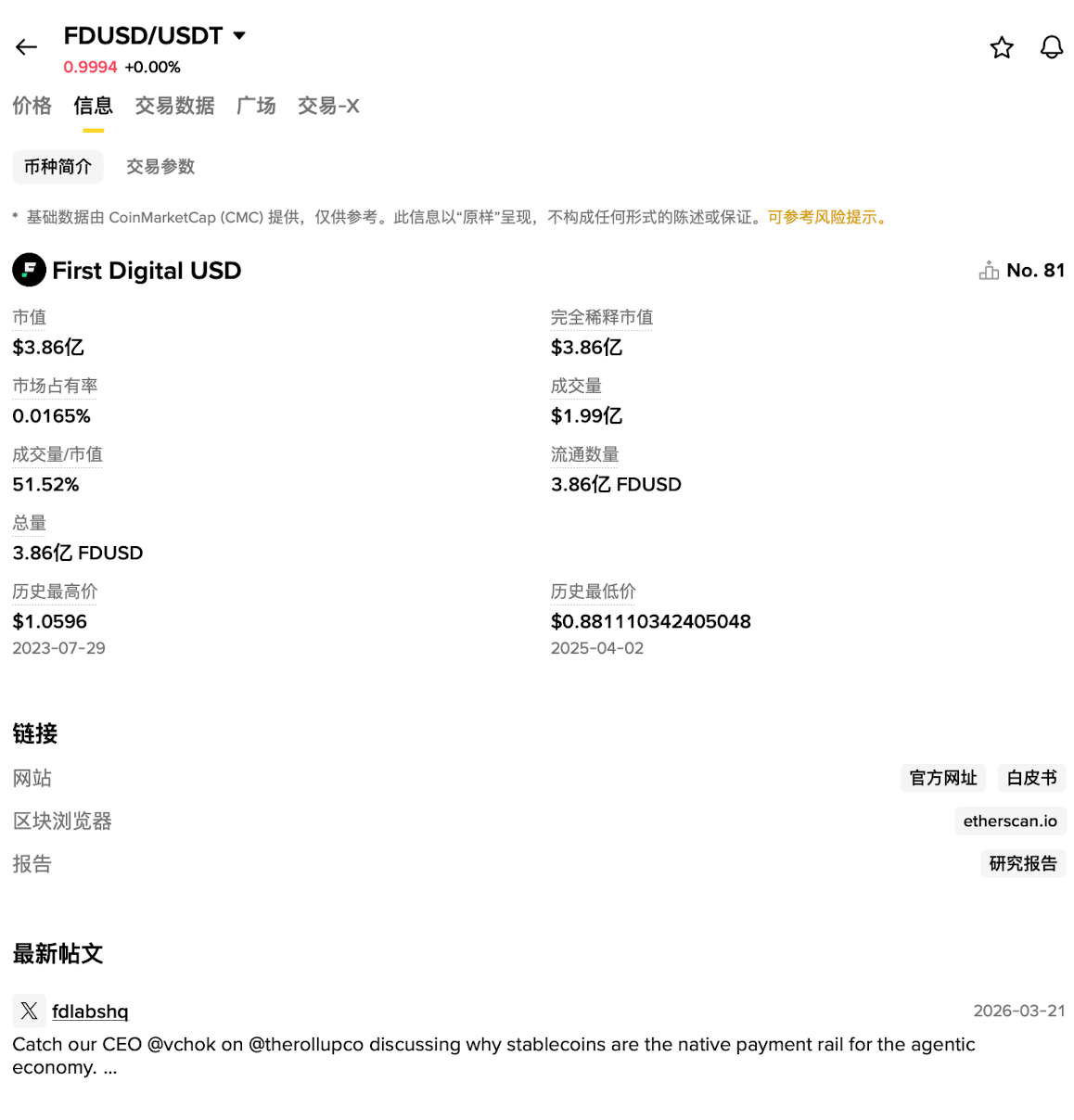 FDUSD：币安生态新锐