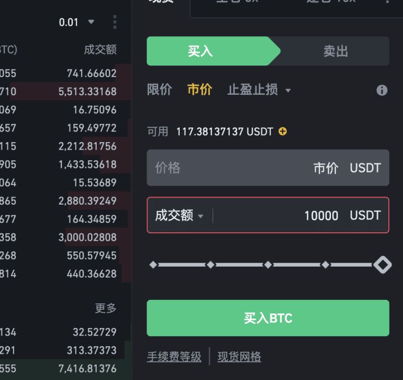 如何下达市价买入订单？