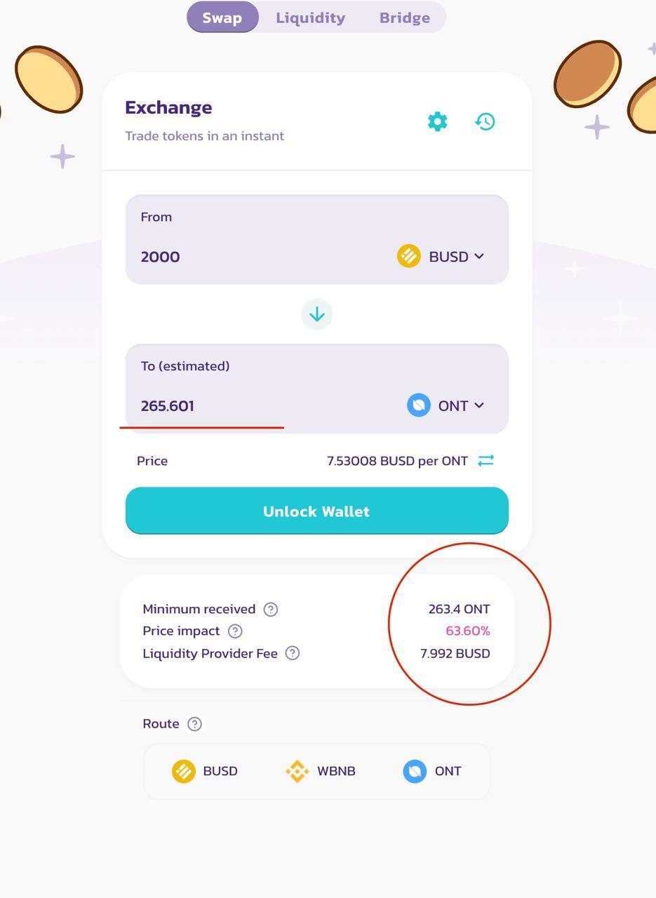 在 PancakeSwap 上交易时流动性低