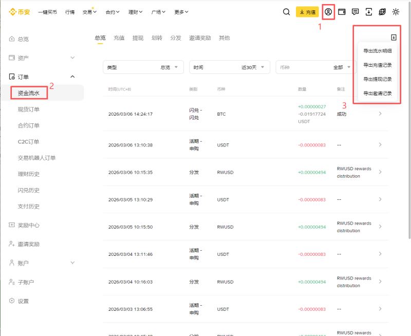 币安盈亏进阶查询方式