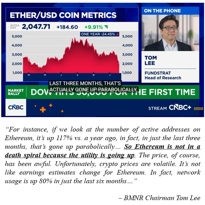 汤姆·李的辩护：活跃地址和交易量在涨