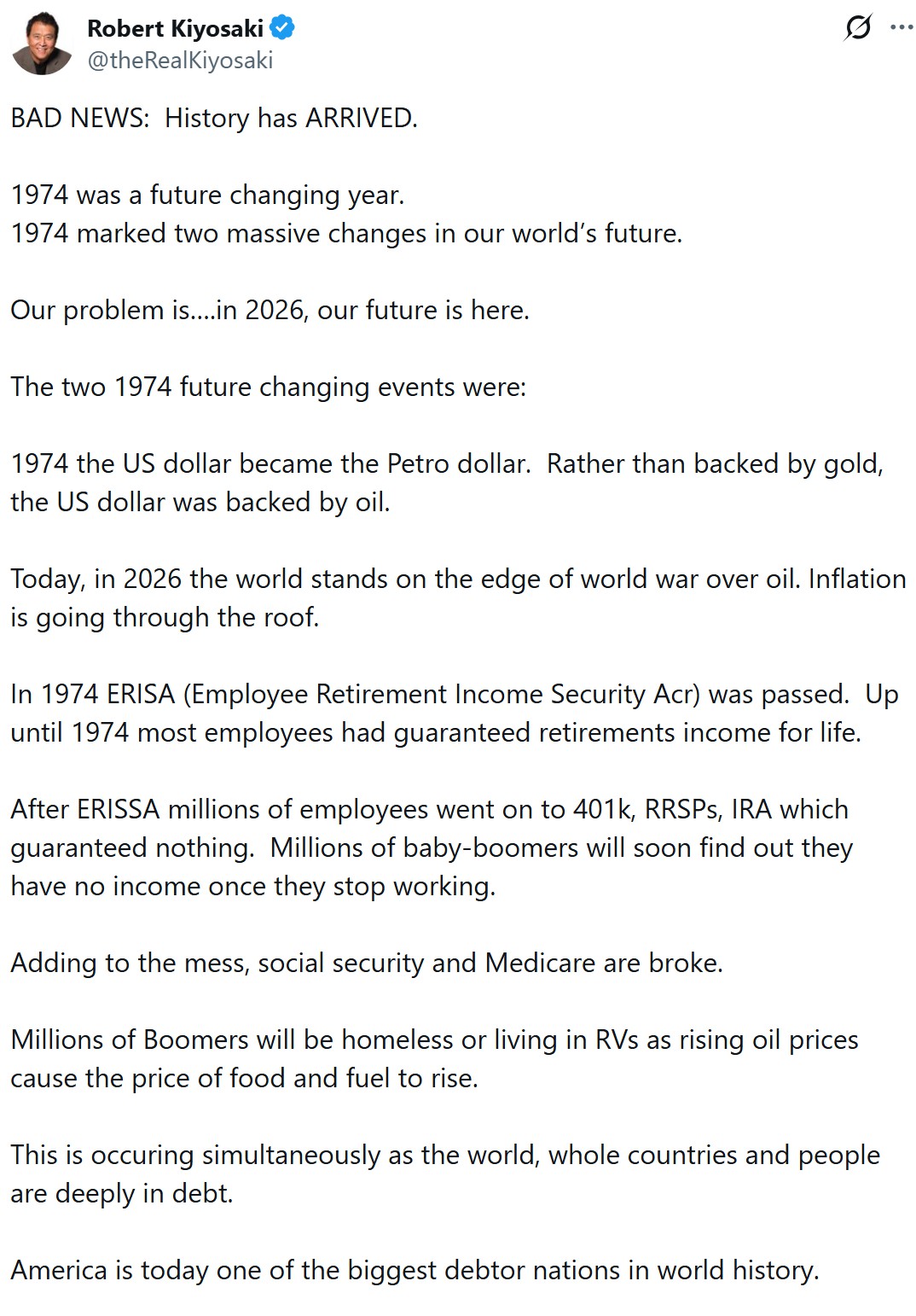 清崎借 1974 年轮回荐比特币黄金