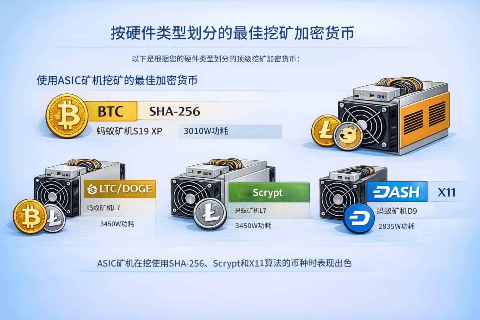 按硬件类型划分的最佳挖矿加密货币