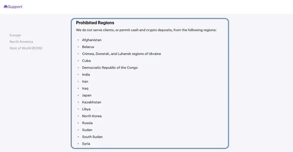 Kraken交易所限制地区总结