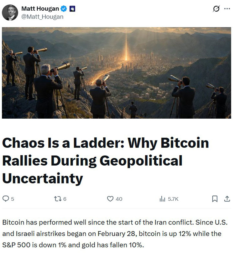 伊朗冲突：比特币规模或超黄金