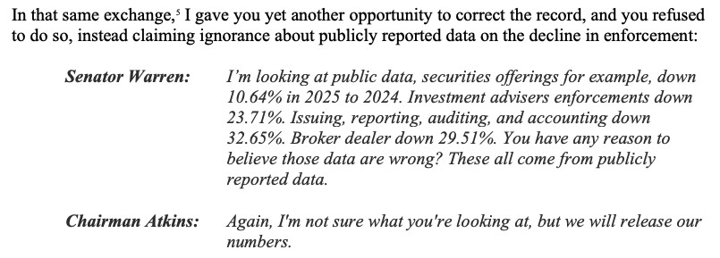 沃伦指阿特金斯误导国会