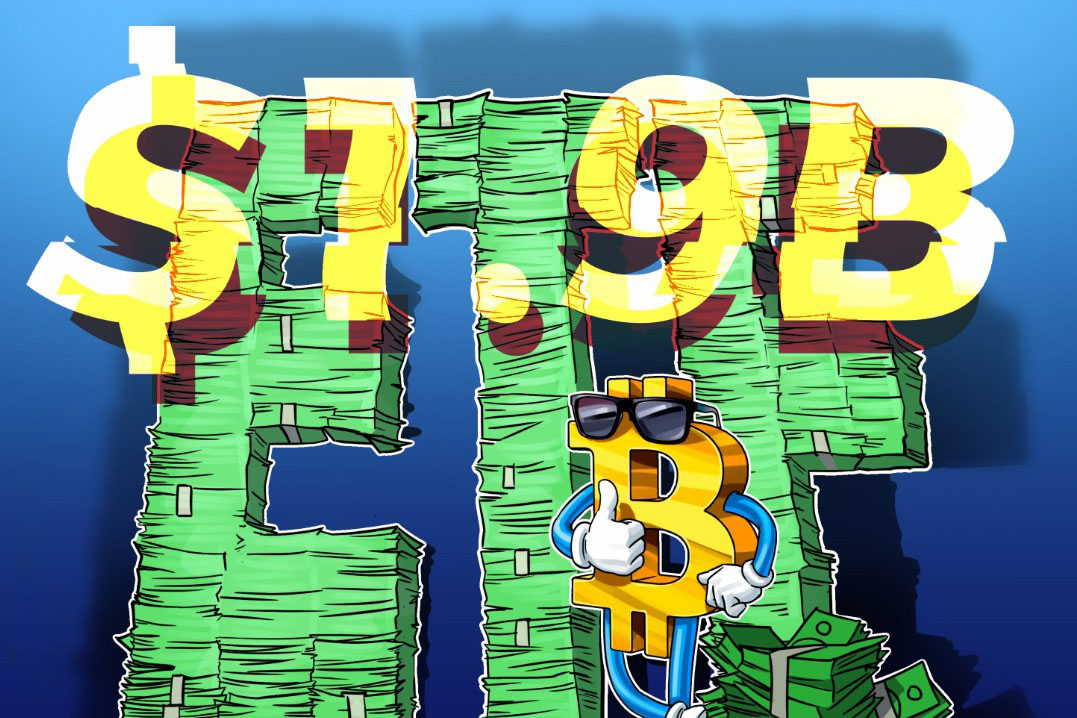 贝莱德助力比特币ETF连续7日资金流入，BTC价格直逼8万美元