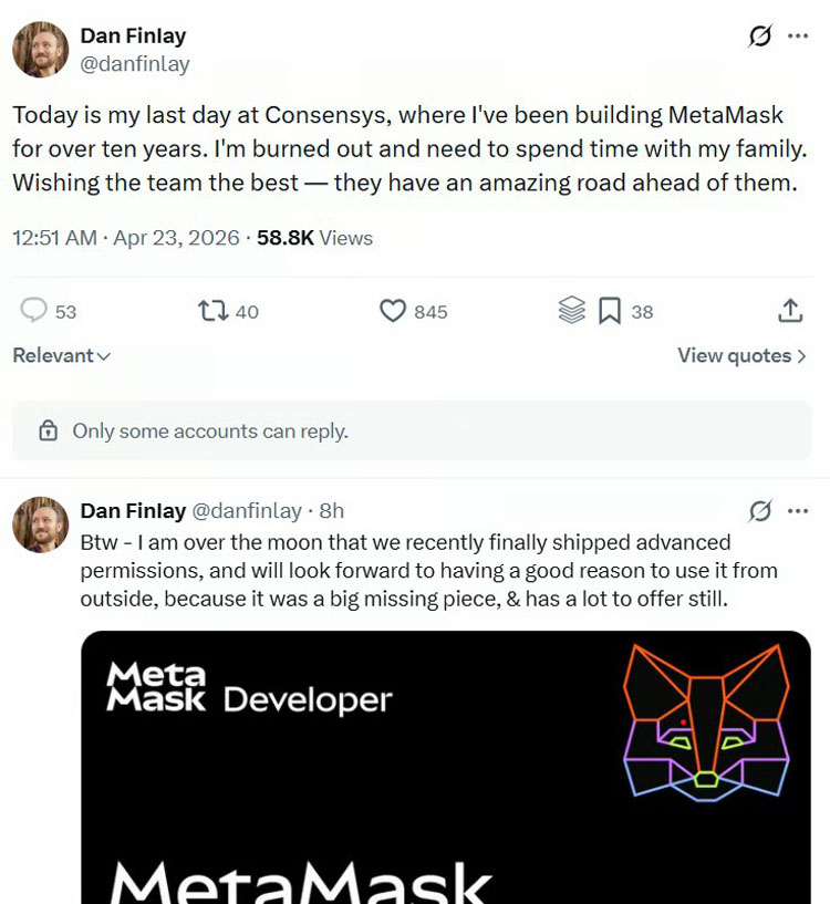 MetaMask丹·芬利告别Consensys